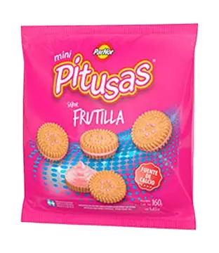 MINI PITUSAS FRUTILLA 160 gr  (CAJA*30u)