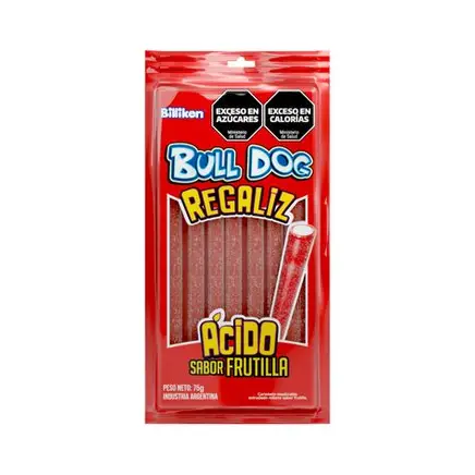 BULL DOG REGALIZ 75 gr FRUTILLA ACIDO