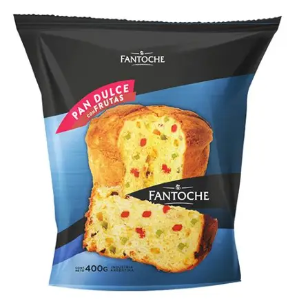 PAN DULCE  FANTOCHE C/FRUTA x 400 g (LA CAJA X 8U)