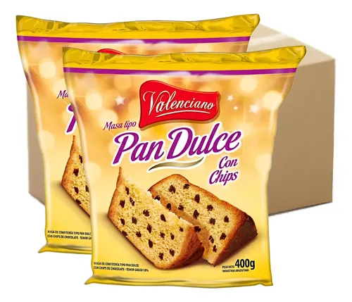 PAN DULCE VALENCIANO CON CHIPS CHOCOLATE (LA CAJA X 12U)